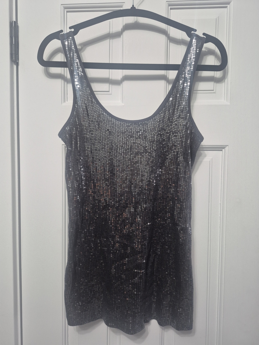 Y2k Express Sequined Silver Tank Top for Women
